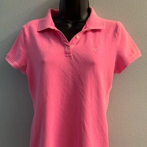 American eagle 🦅 neon pink blue polo shirt size large guc #